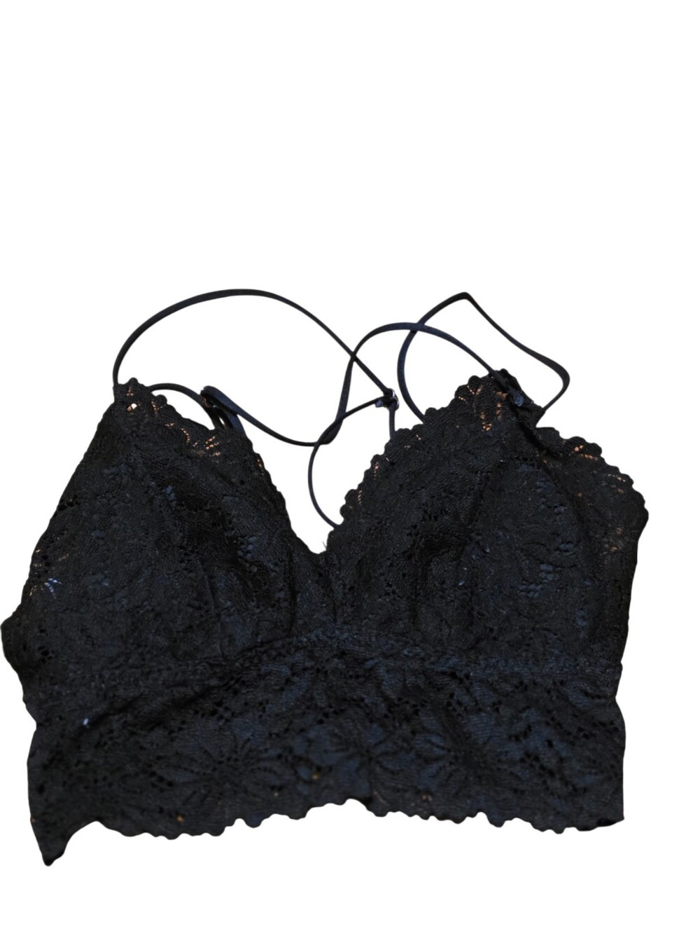 PINK by Victoria's Secret Black Lacy Strappy Bralette EUC Size S